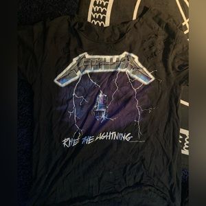 DIY Distressed Metallica off the shoulder shirt